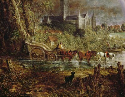 Salisbury Cathedral From the Meadows (detail) by John Constable